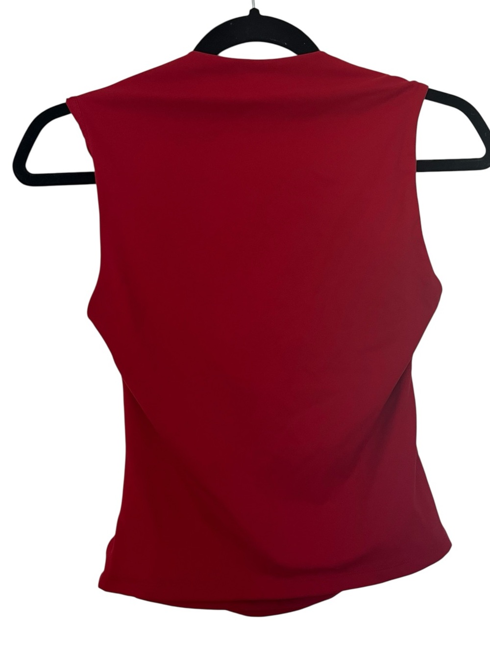 Red Square-Neck Ruched Sides Sleeveless Top - Picture 3 of 9